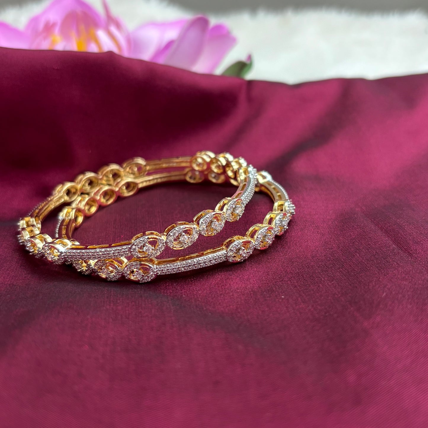 Radiant Gold-Finish Bangles with Premium AD Stones