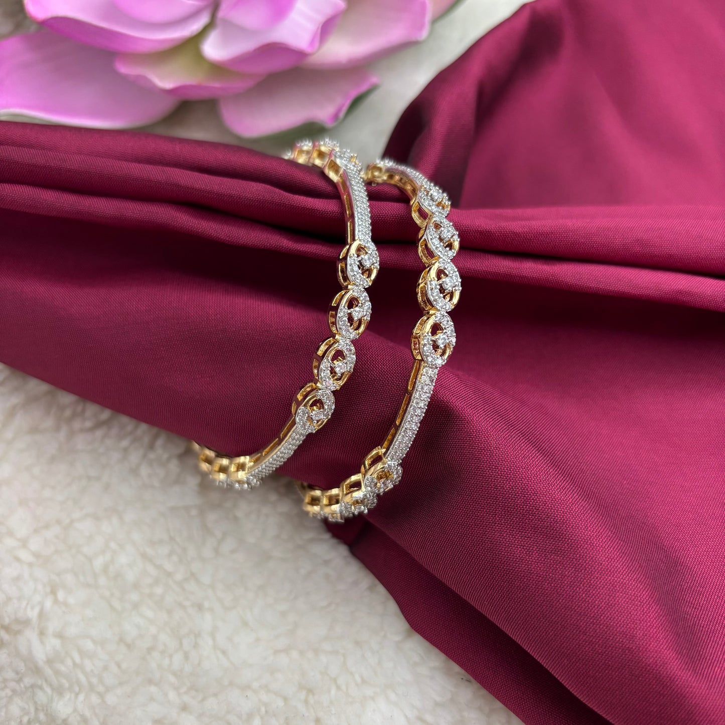 Radiant Gold-Finish Bangles with Premium AD Stones