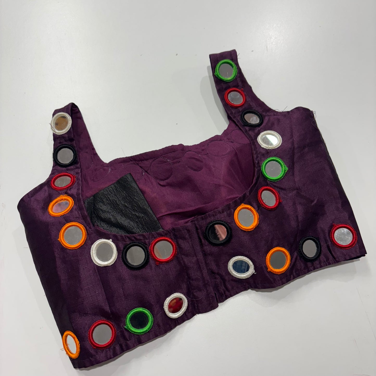 Plum Glam Blouse with Mirror Work & Sleeve Drape