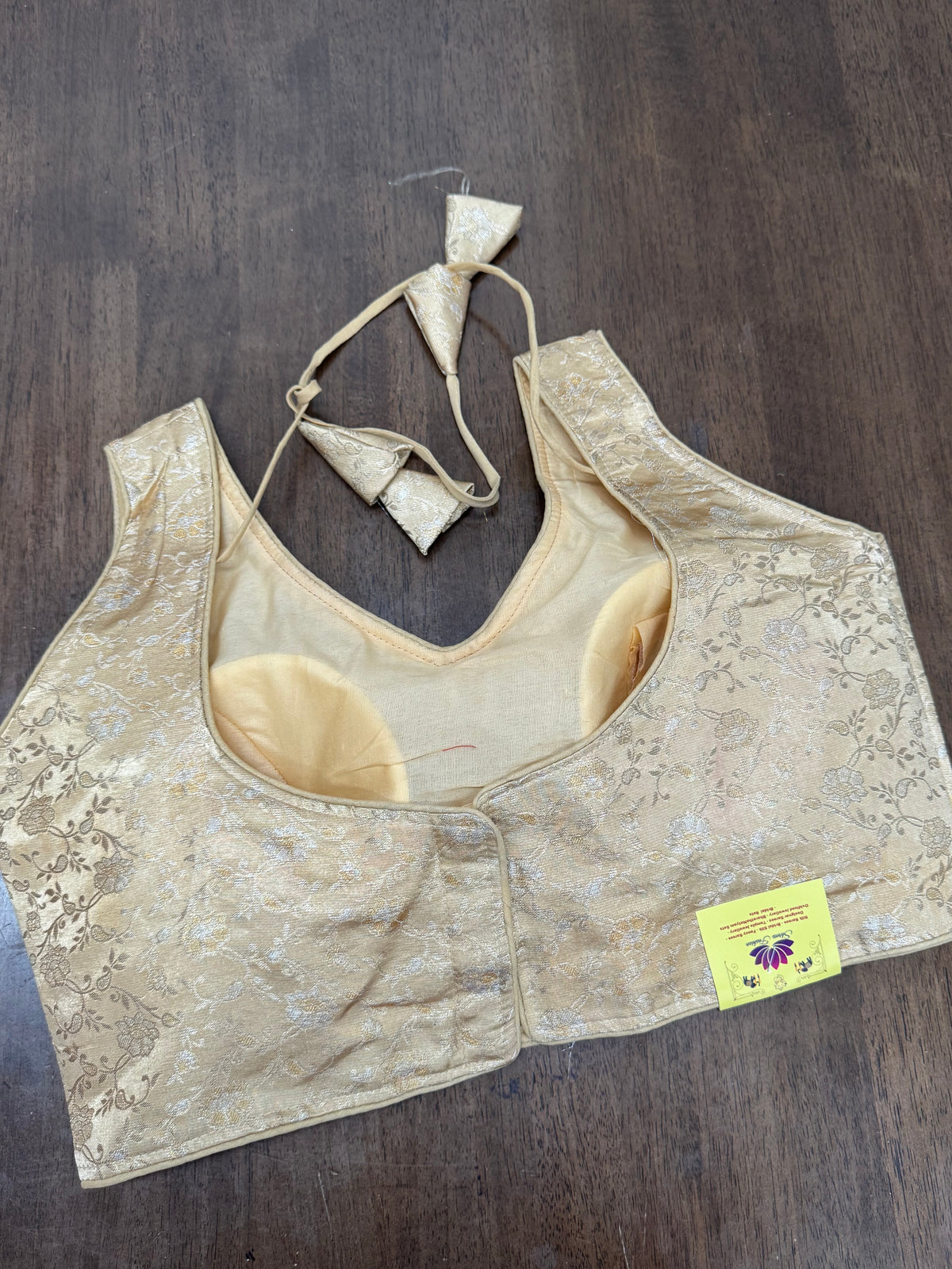 Traditional Gold Brocade Blouse with Clean Modern Silhouette