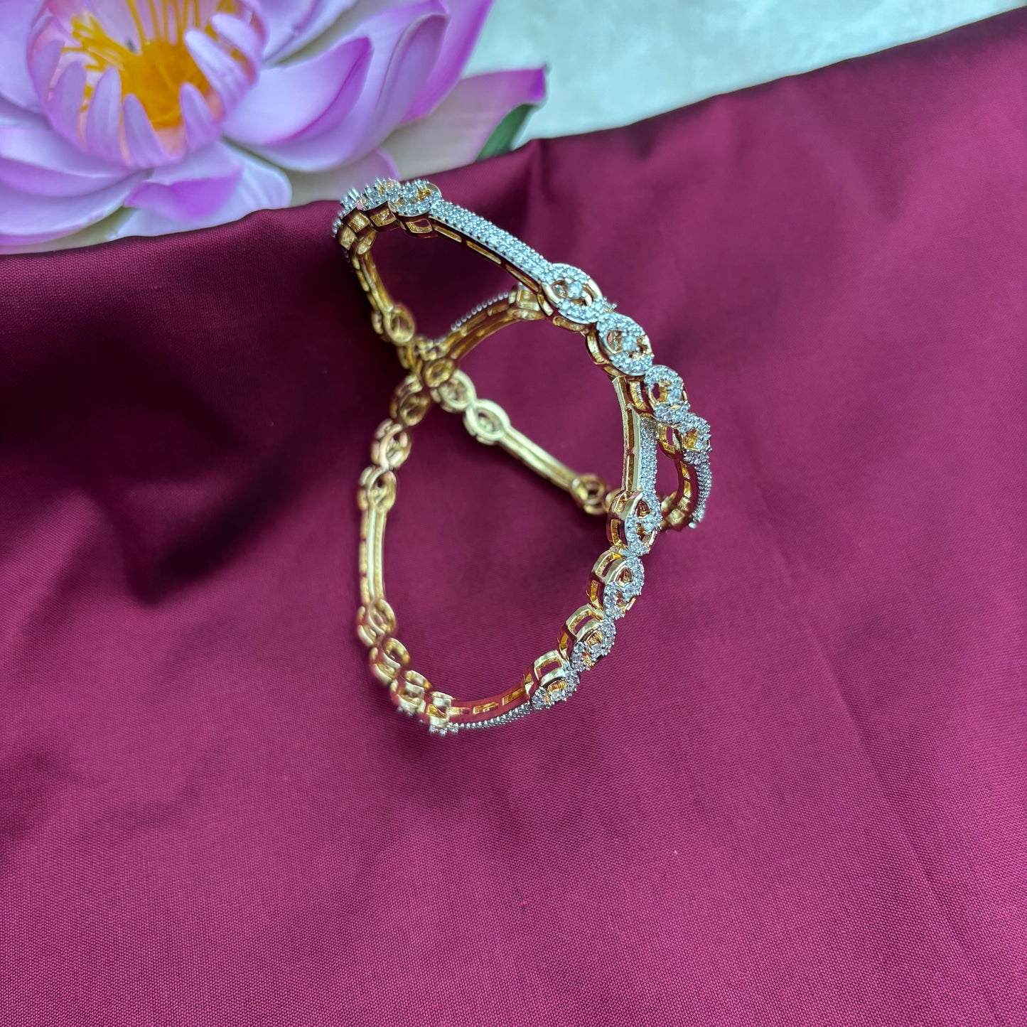 Radiant Gold-Finish Bangles with Premium AD Stones