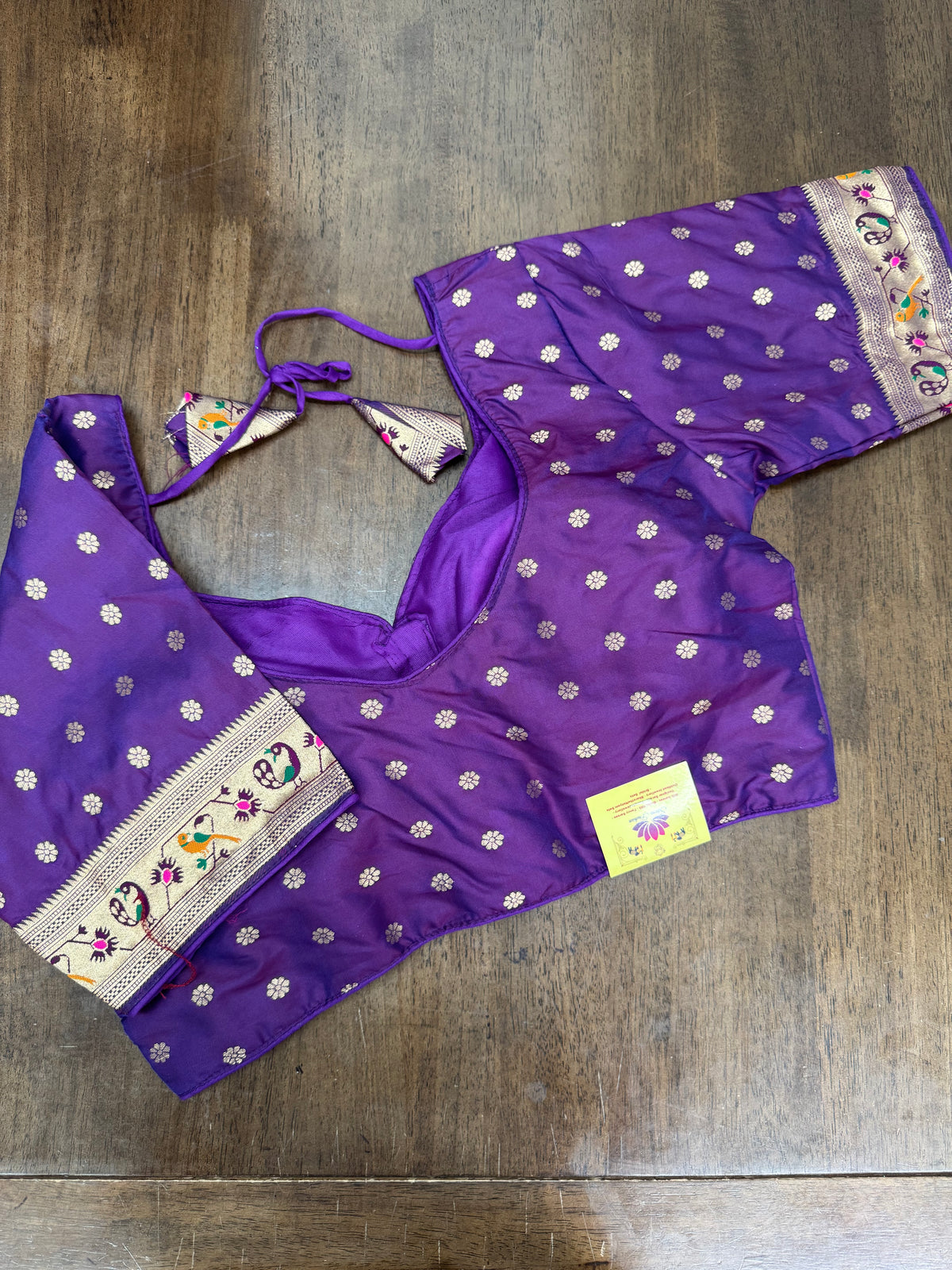 Elegant Purple Saree Blouse with Heritage Paithani Weaving