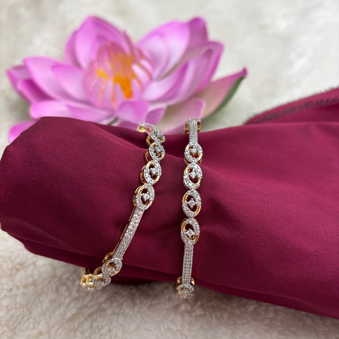 Radiant Gold-Finish Bangles with Premium AD Stones