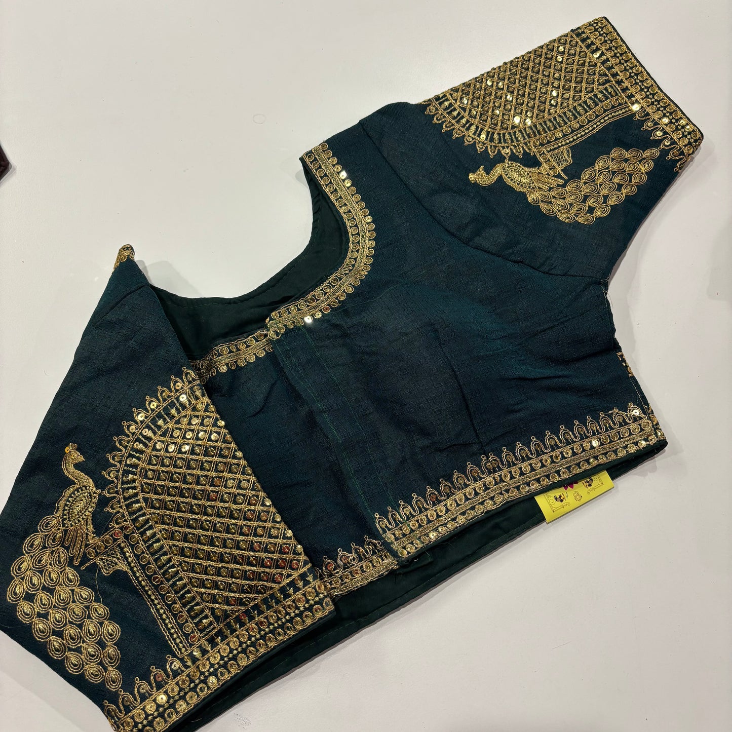 Dark Blue Designer Blouse – Gold Embroidery for Festive Glam