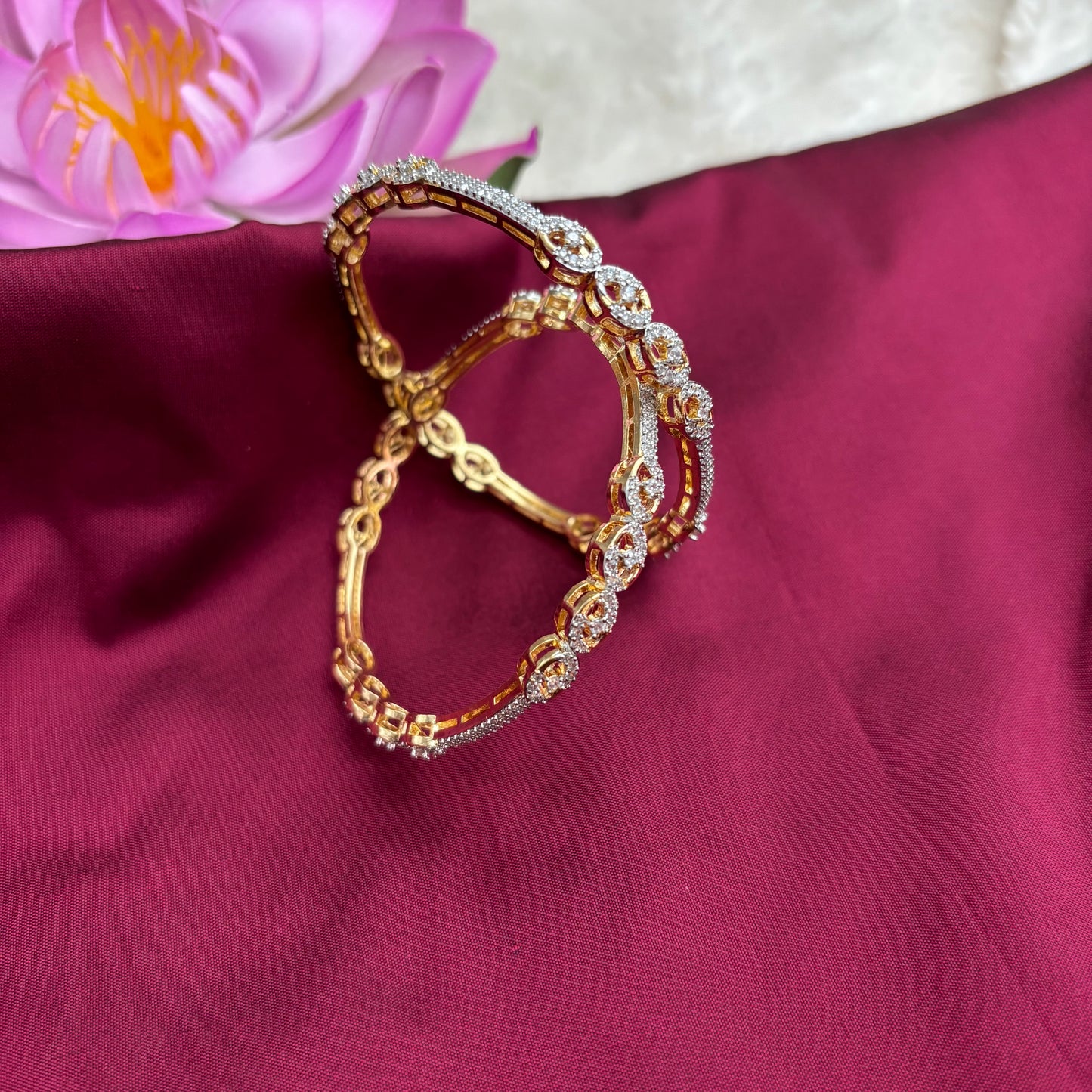 Radiant Gold-Finish Bangles with Premium AD Stones