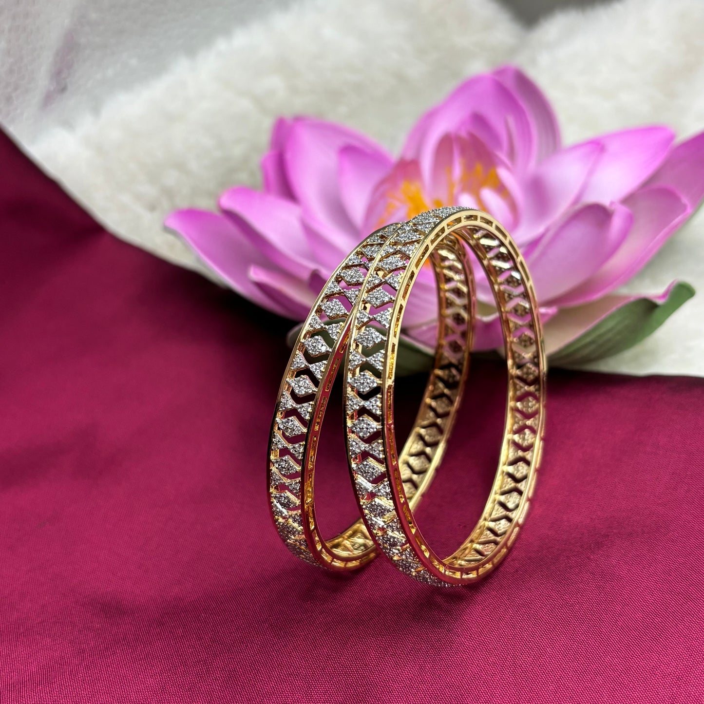 Gold Finish Bangles with AD Stones – Bridal & Festive Wear