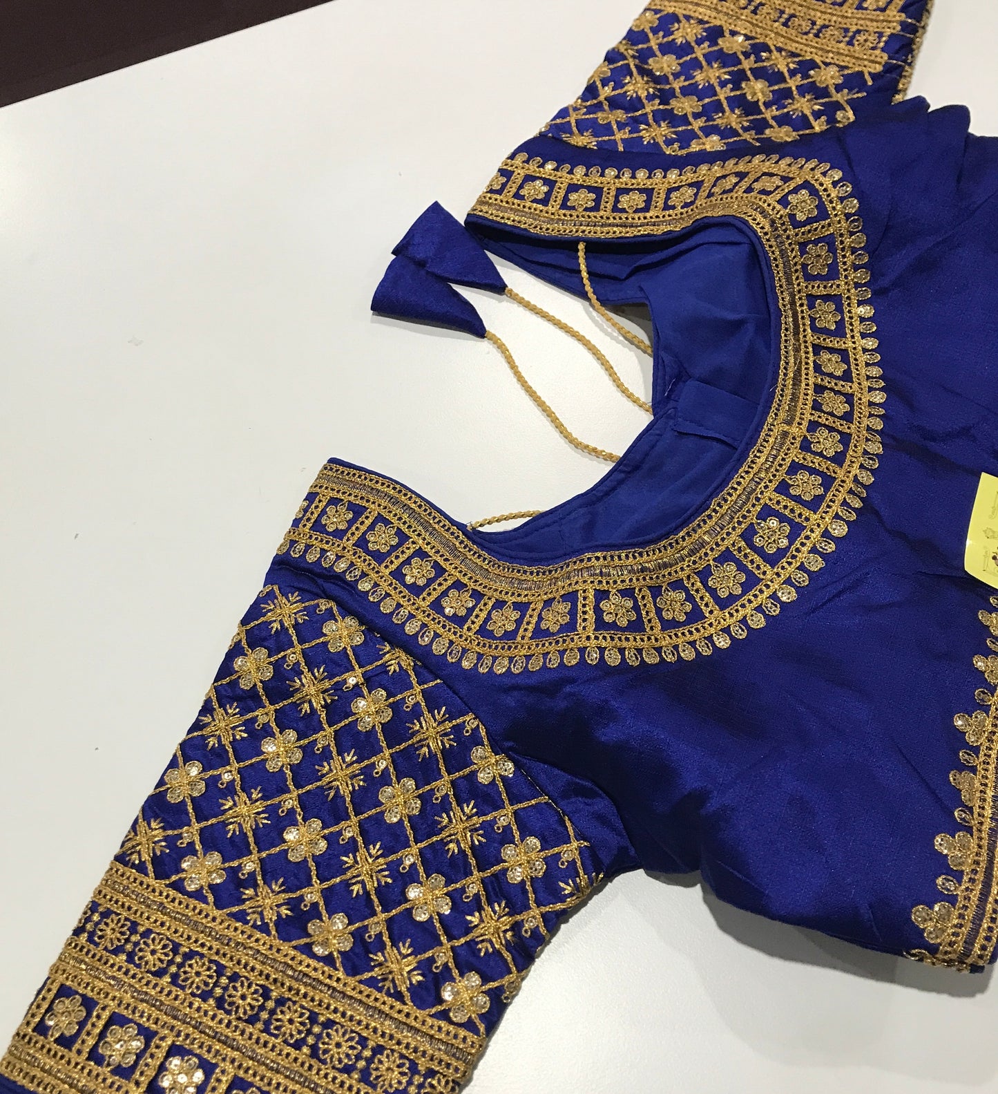 Royal Blue Designer Ready-Made Blouse with Gold Embroidery – Regal Elegance for Sarees & Festive Wear