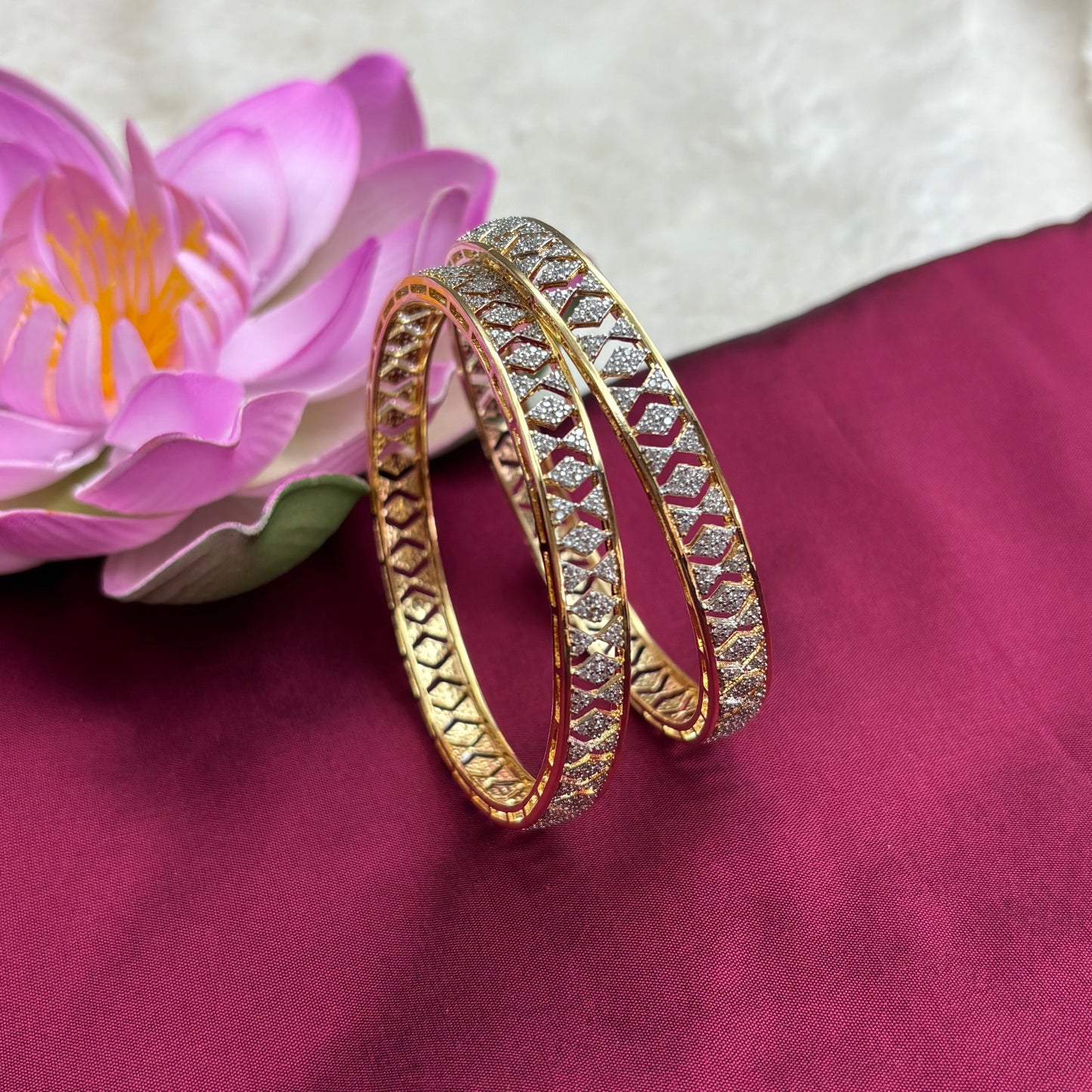 Gold Finish Bangles with AD Stones – Bridal & Festive Wear