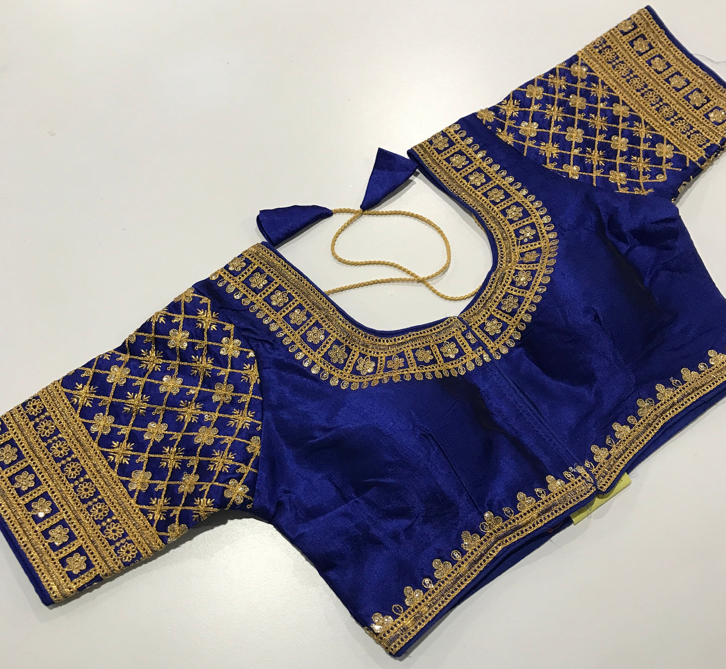 Royal Blue Designer Ready-Made Blouse with Gold Embroidery – Regal Elegance for Sarees & Festive Wear