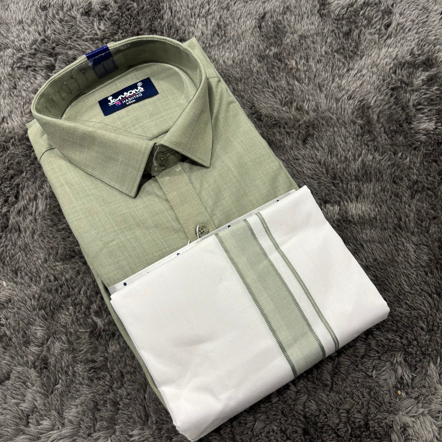 Men’s Pista Green Shirt & Vesti Set – Elegant South Indian Traditional Wear