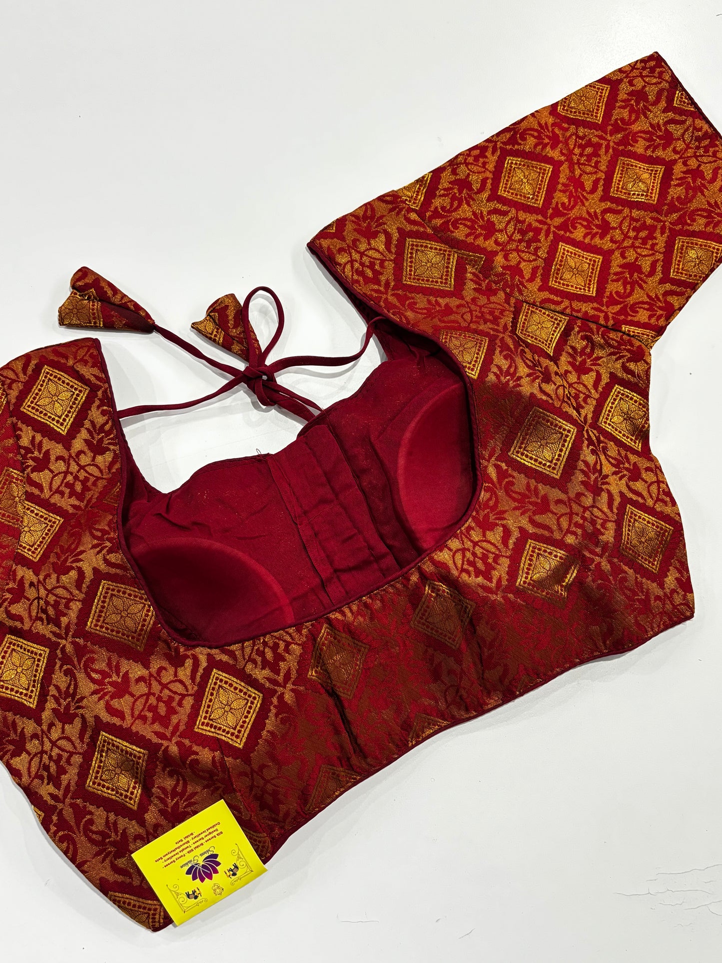 Premium Maroon Golden‑Finish Brocade Saree Blouse with Elegant Tailoring | Shrees Fashion