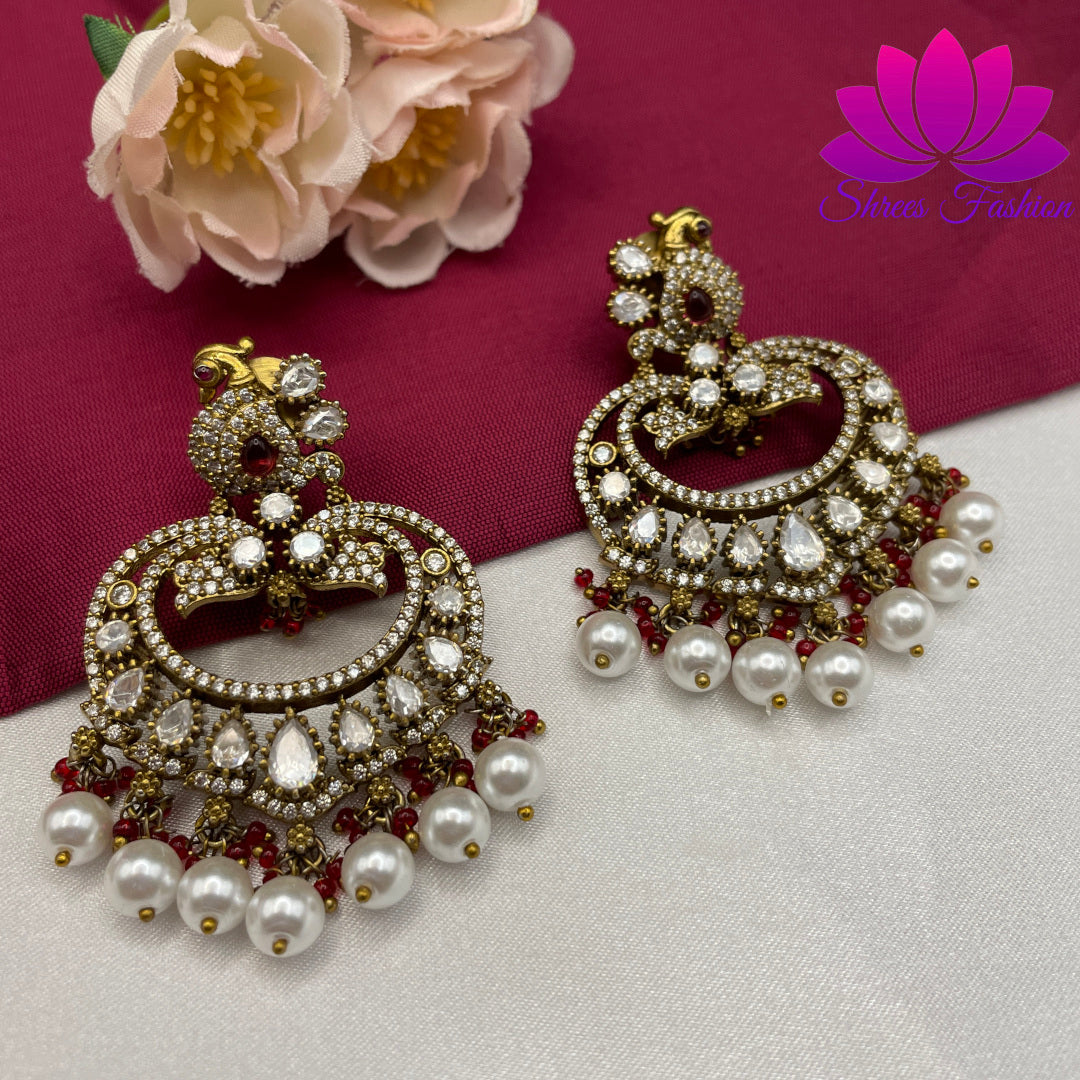 Heirloom Hearts: Victorian Stones Heart Design Earrings - Shrees Fashion Australia