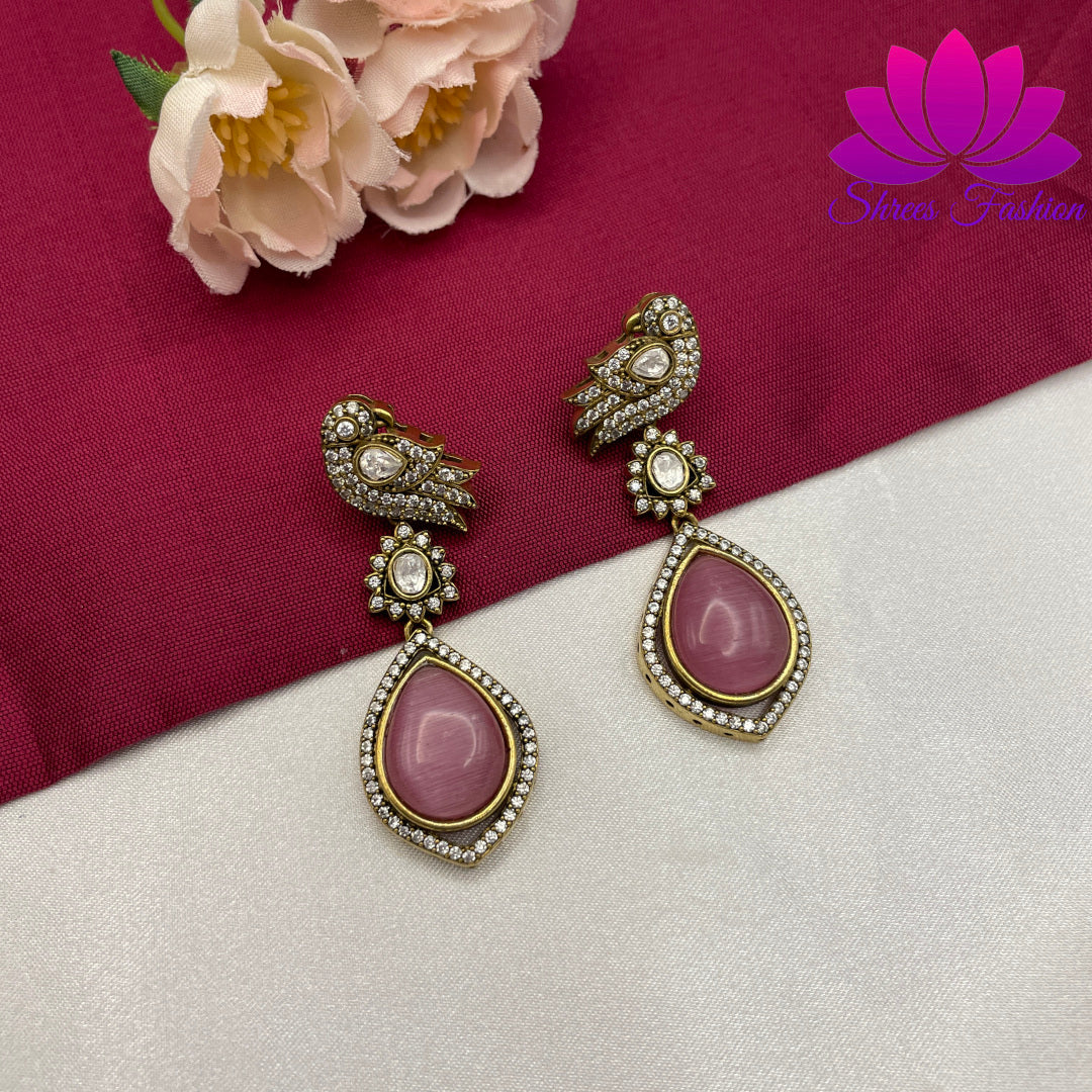 Lavender Luxe: Victorian Stones Earrings - Shrees Fashion Australia