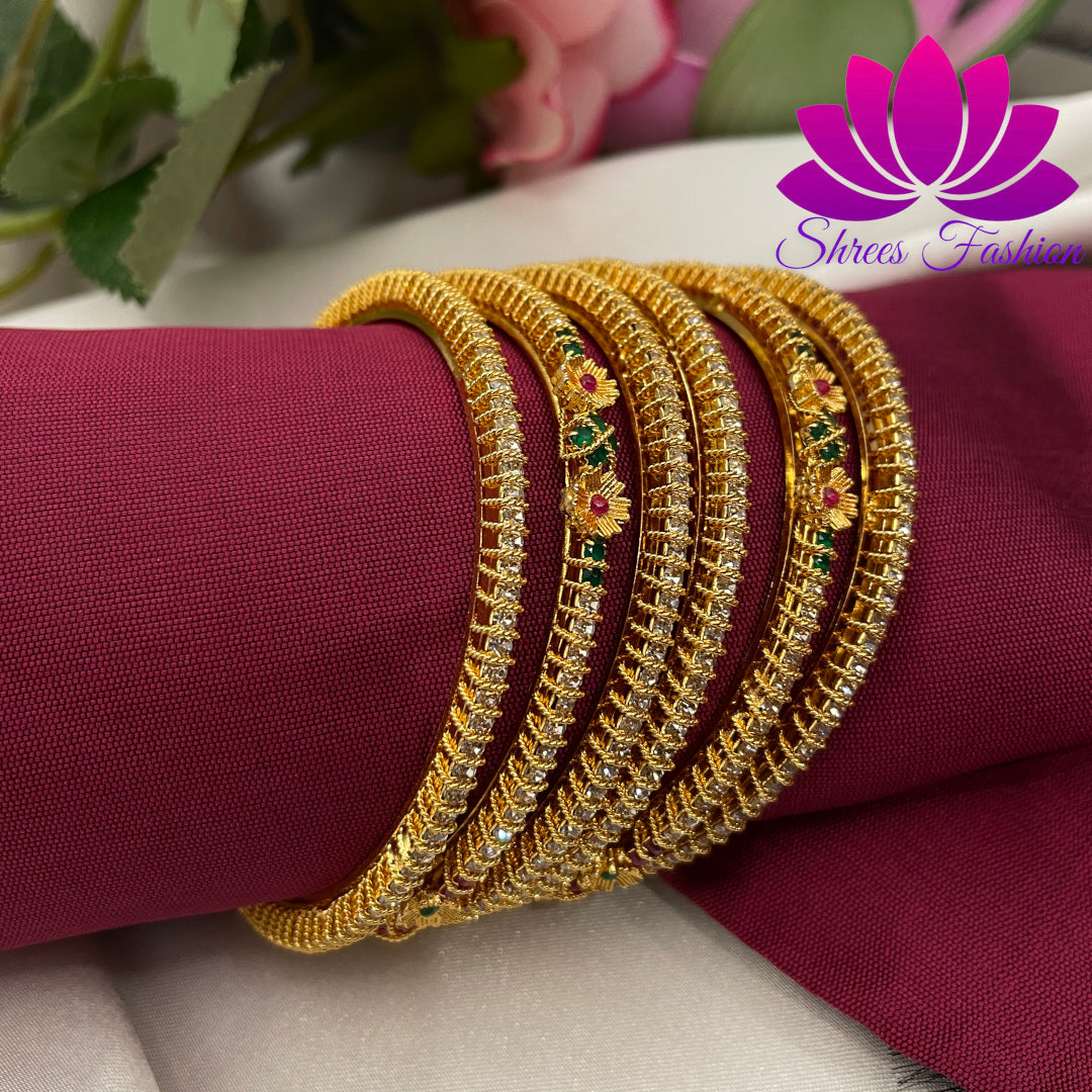 Shrees Fashion's Stunning Set of 6 Gold-Finish Bangles - Shrees Fashion Australia