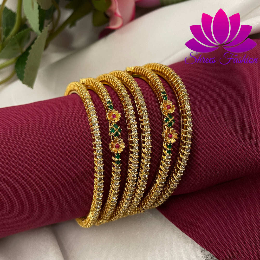 Shrees Fashion's Stunning Set of 6 Gold-Finish Bangles - Shrees Fashion Australia