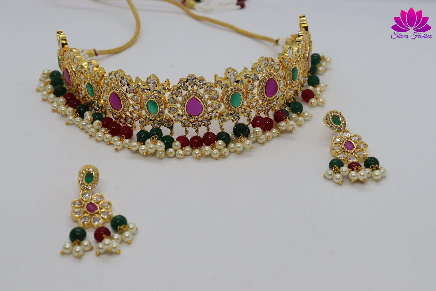 Crown Shape Cubic Zirconia Stones Choker - Shrees Fashion Australia
