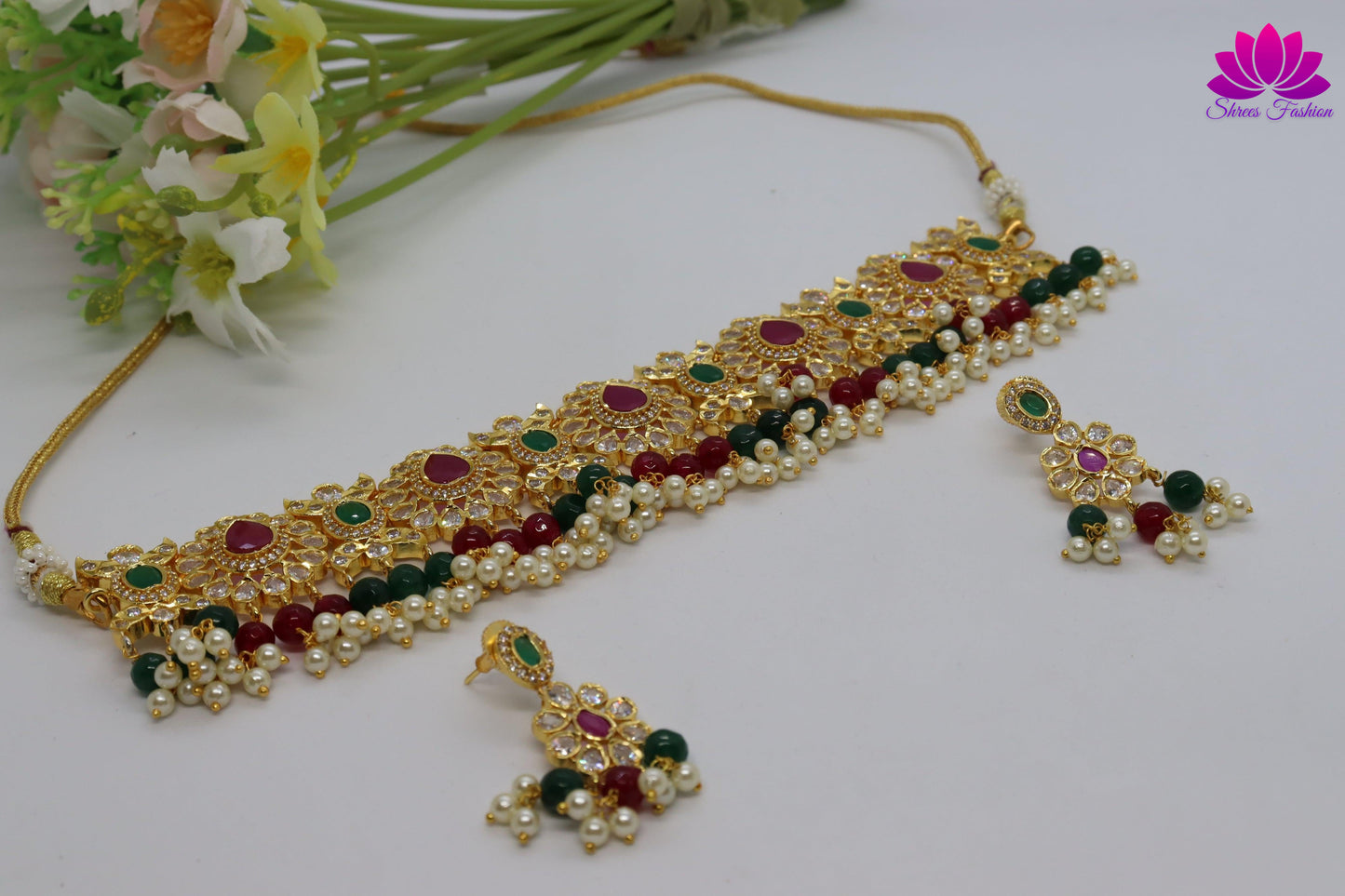 Crown Shape Cubic Zirconia Stones Choker - Shrees Fashion Australia