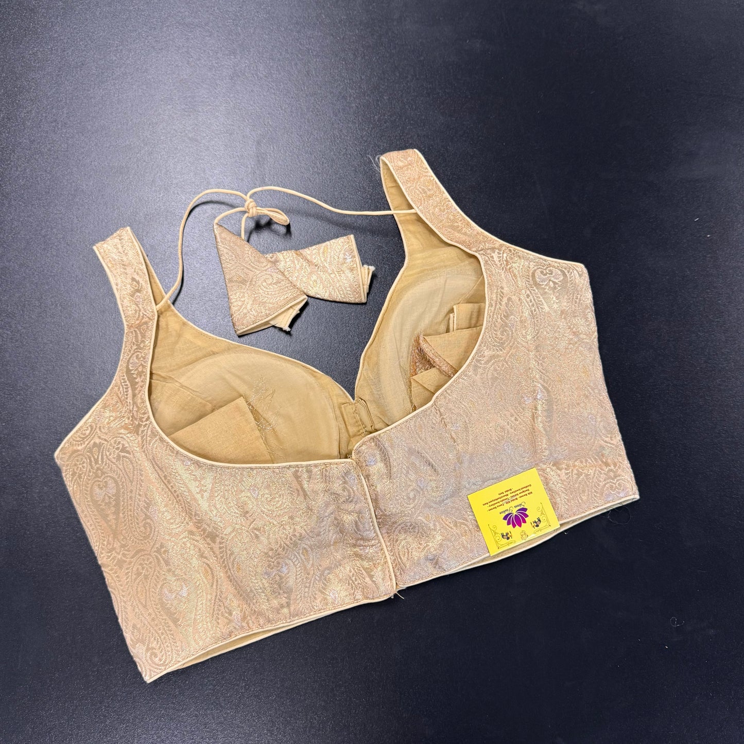Champagne gold brocade designer readymade saree blouse - Shrees Fashion Australia (view 2)