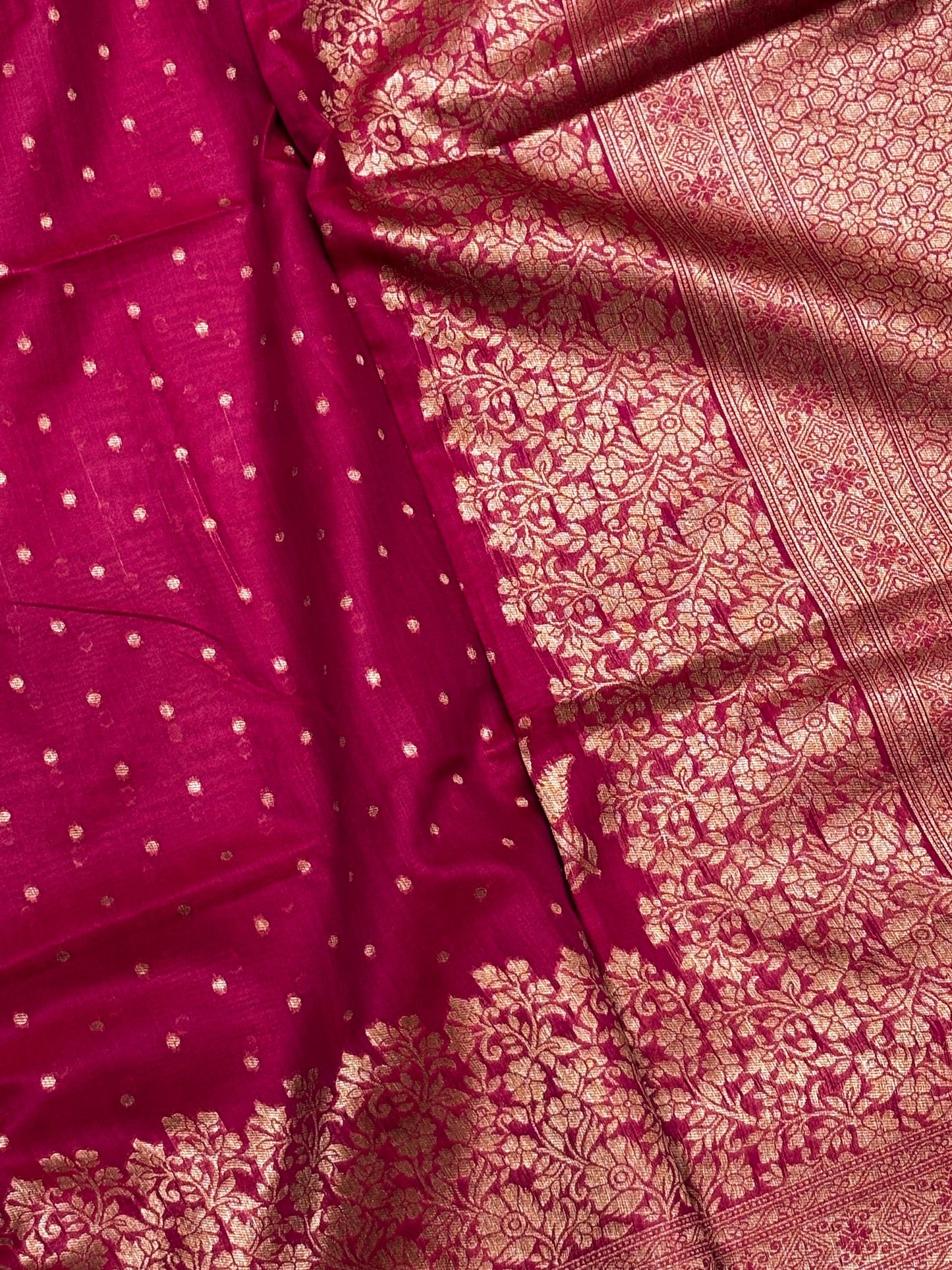 Elegant Pink Tussar Silk Saree with Antique Zari Border & Rich Brocade Pallu | Shrees Fashion