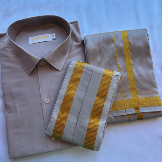 Pastel Silk shirt Vesti – Premium Traditional Wear for Weddings & Temple Functions