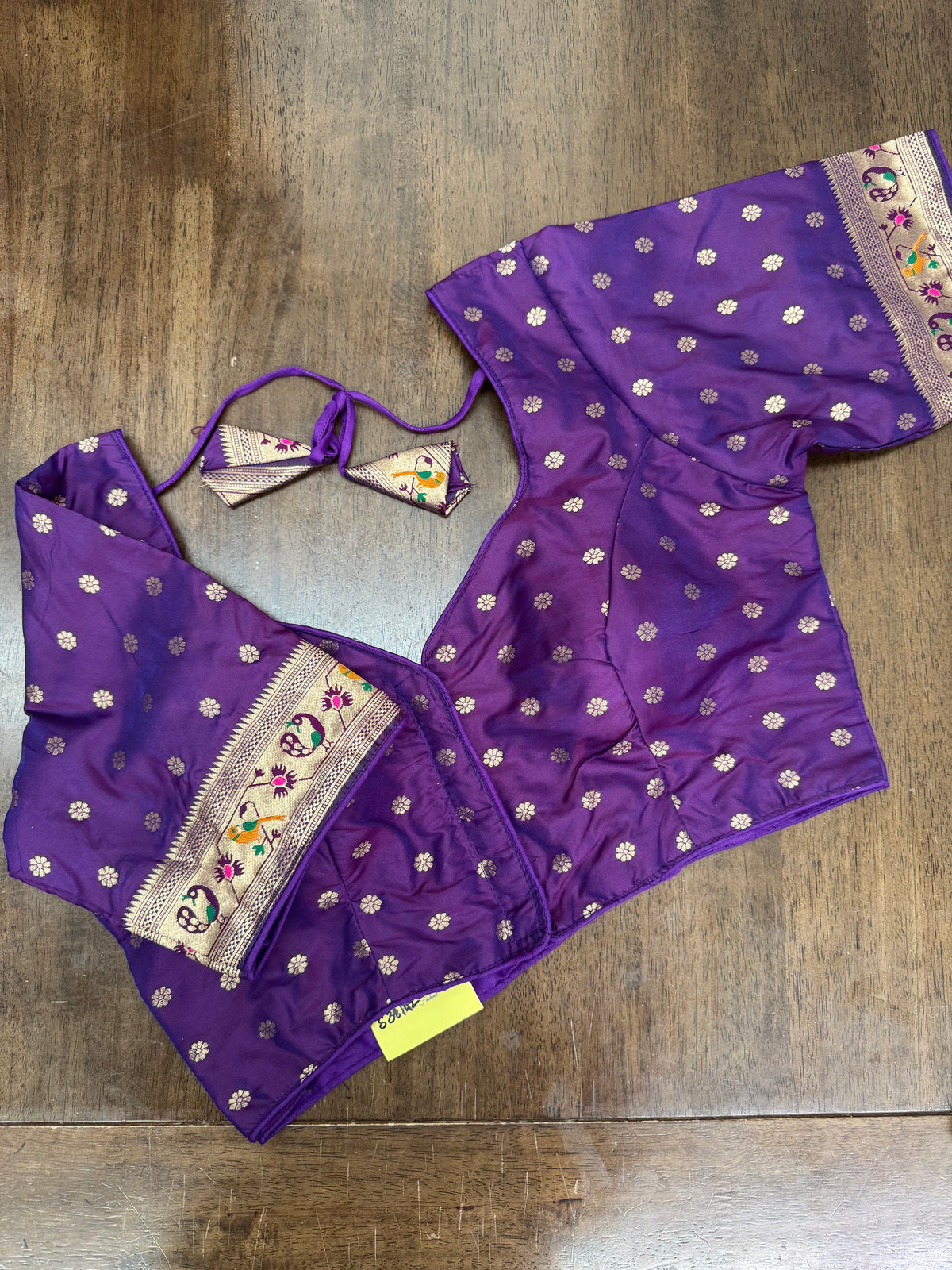 Elegant Purple Saree Blouse with Heritage Paithani Weaving