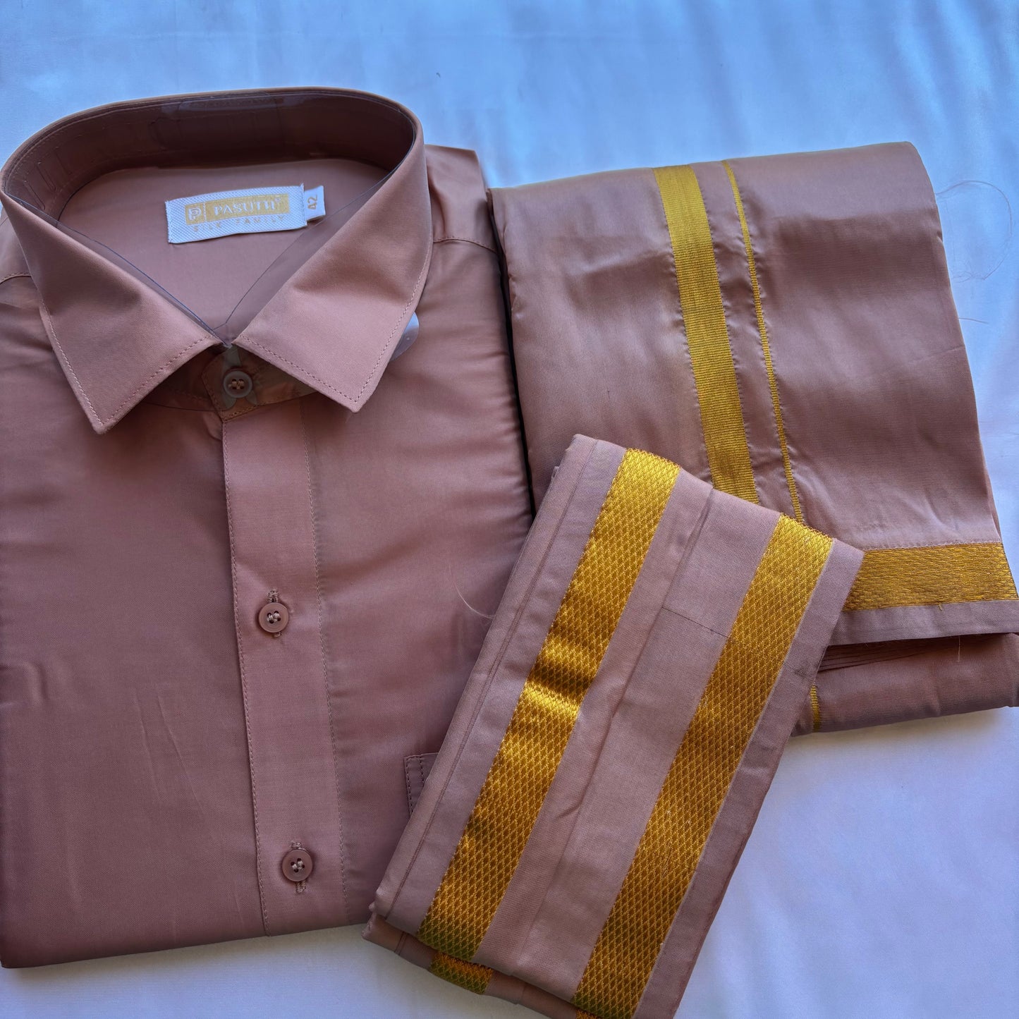 Pastel Pink Silk Vesti for Weddings & Temple Wear