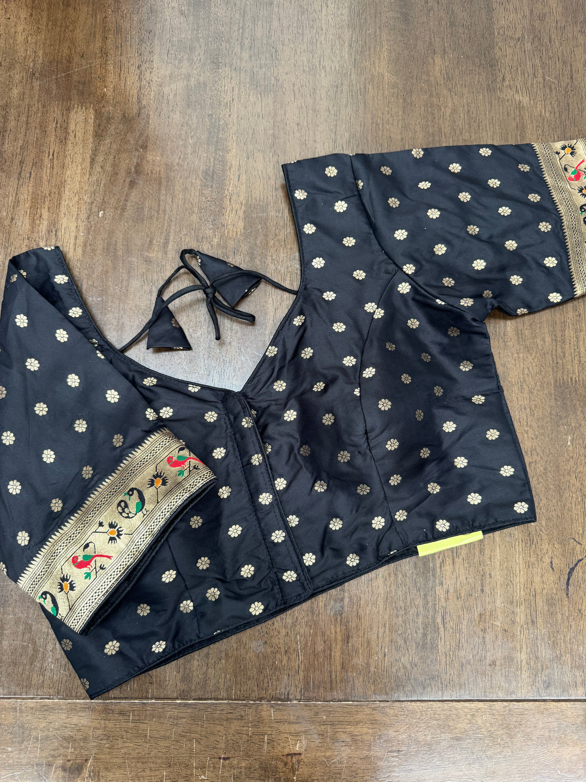 Rich Black Saree Blouse with Traditional Paithani Border Work