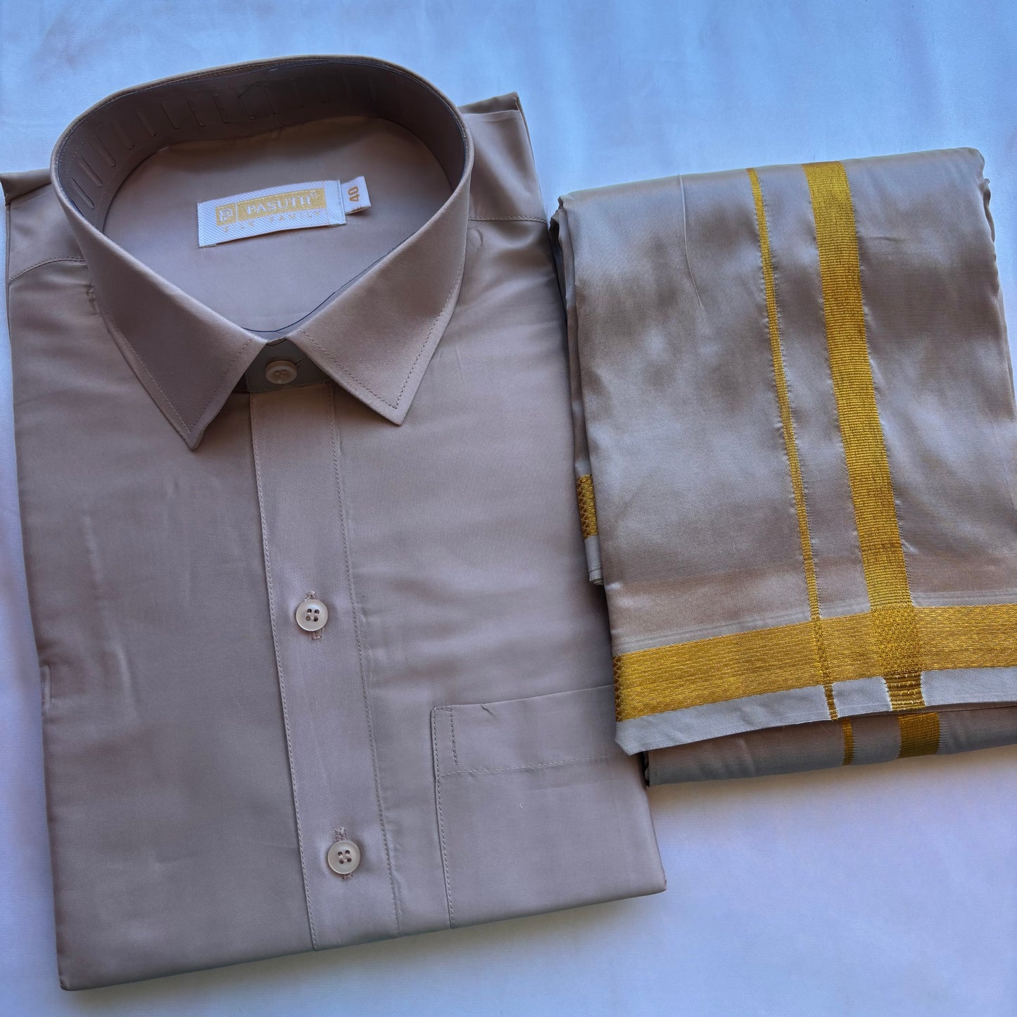 Pastel Silk shirt Vesti – Premium Traditional Wear for Weddings & Temple Functions | Shrees Fashion