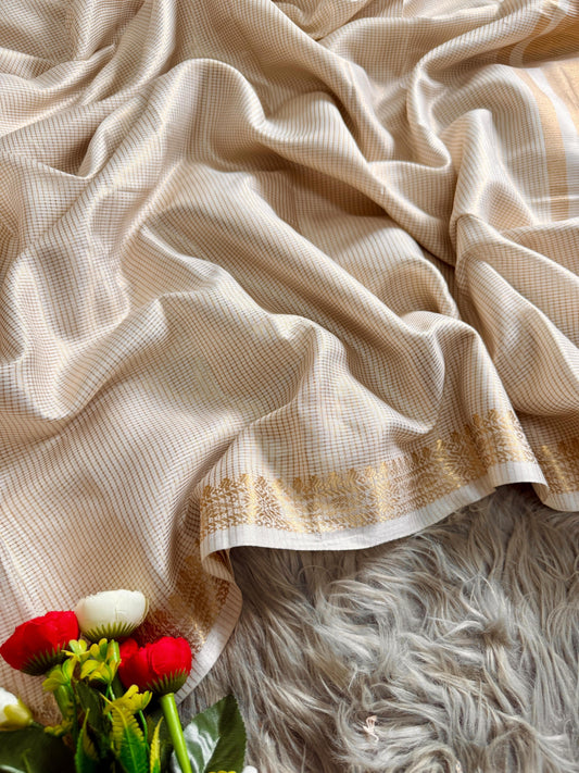 Premium Soft Silk Saree in Half White – Traditional & Elegant