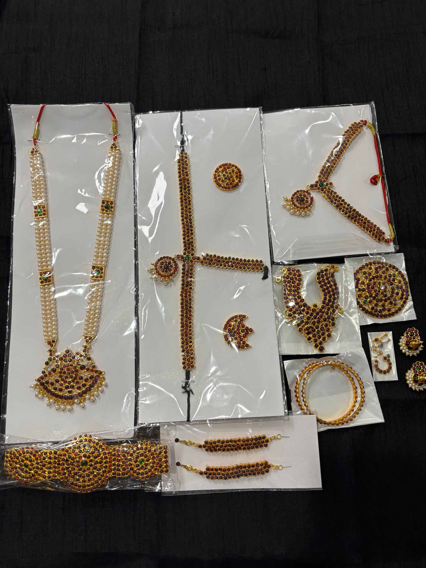 Premium Bharatanatyam Jewellery Set with Kemp Stones