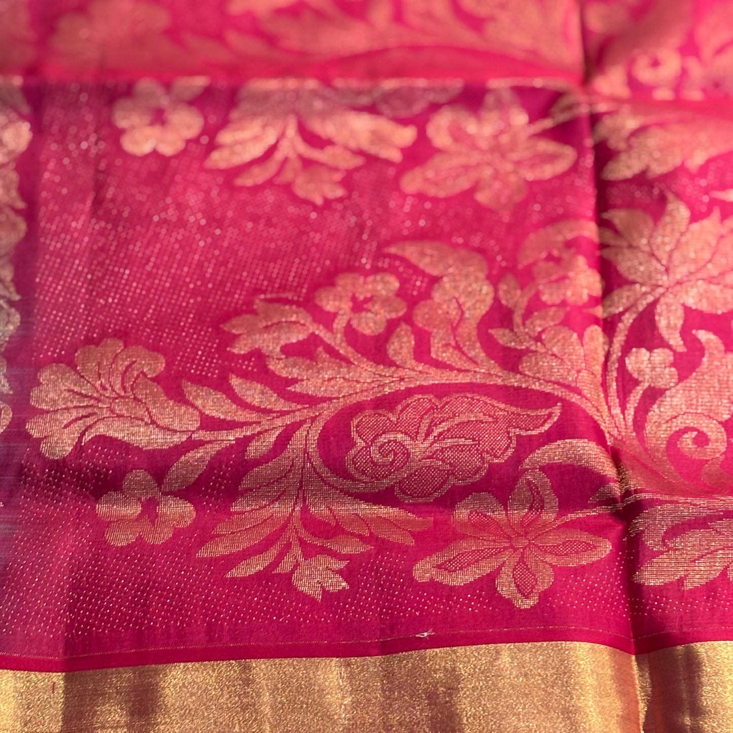 Pure Kanchipuram Silk Saree – Cyan Grace with Rani Pink Radiance