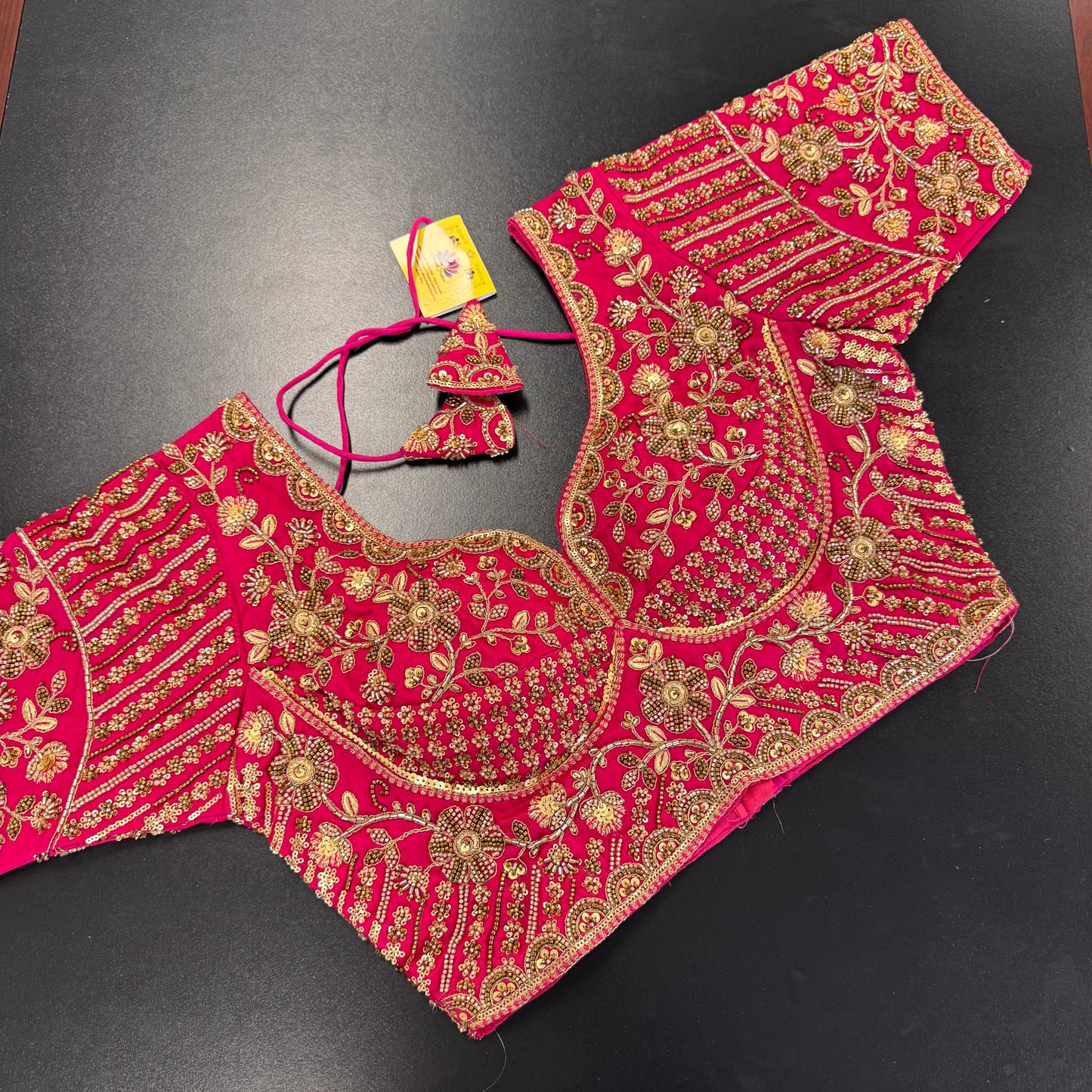 Rani pink zardozi heavy work designer readymade saree blouse - Shrees Fashion Australia (view 1)