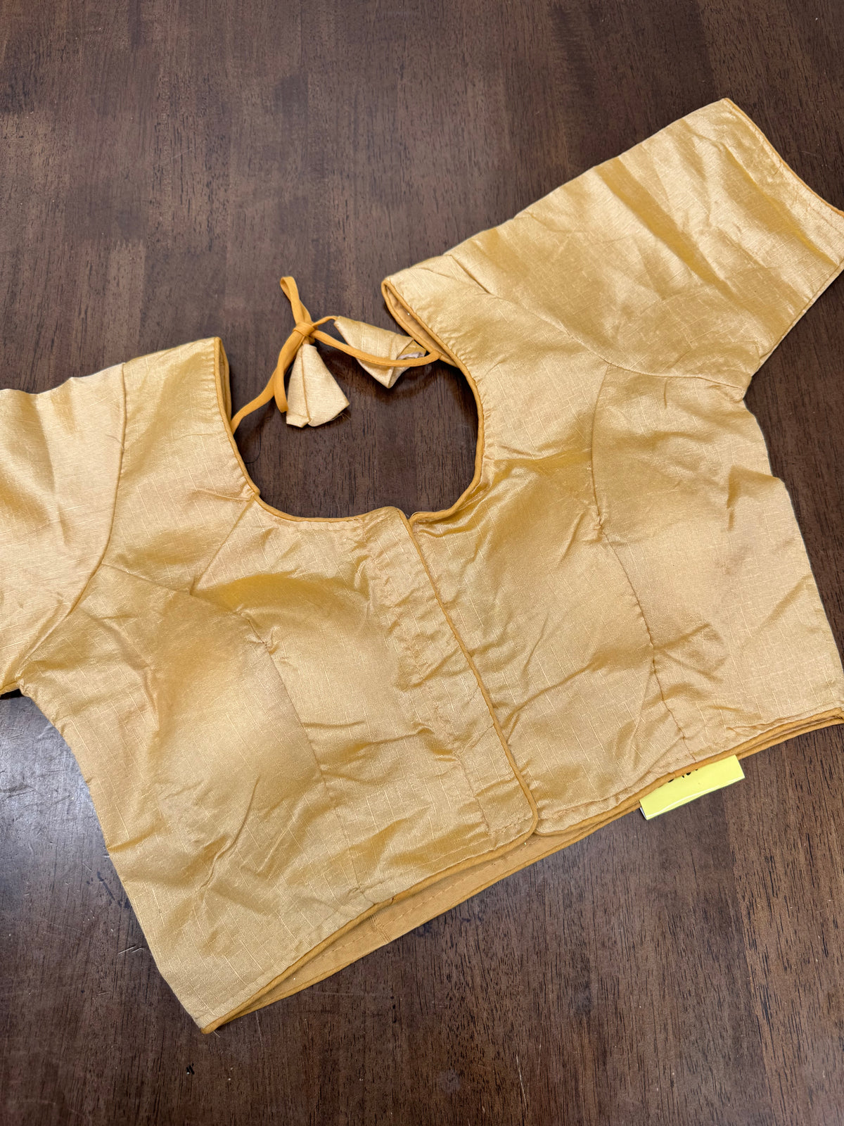 Plain Golden Saree Blouse with Tailored Finish