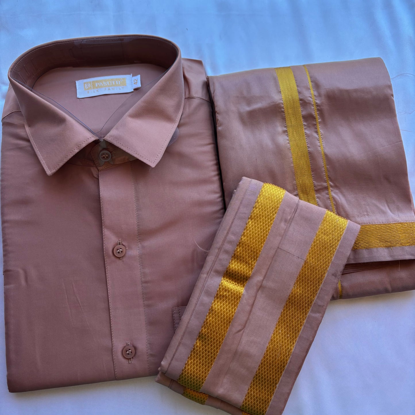 Pastel Pink Silk Vesti for Weddings & Temple Wear