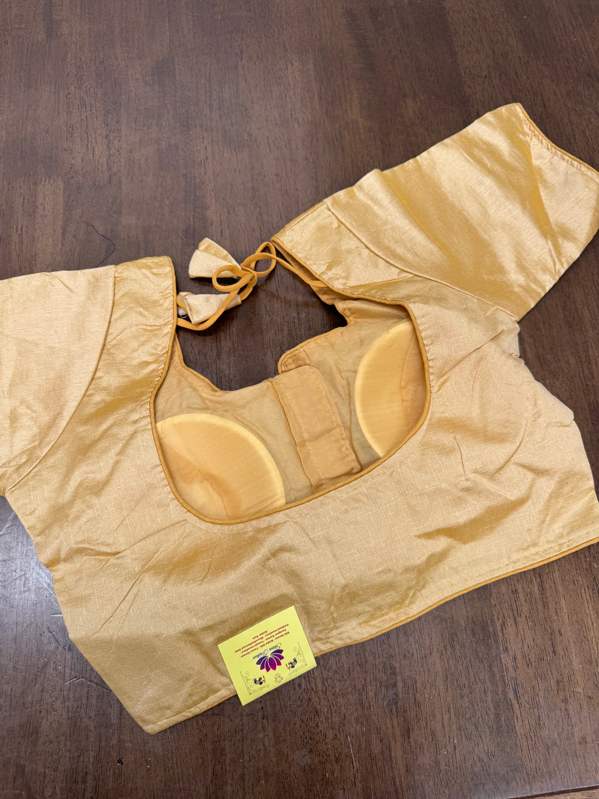 Plain Golden Saree Blouse with Tailored Finish