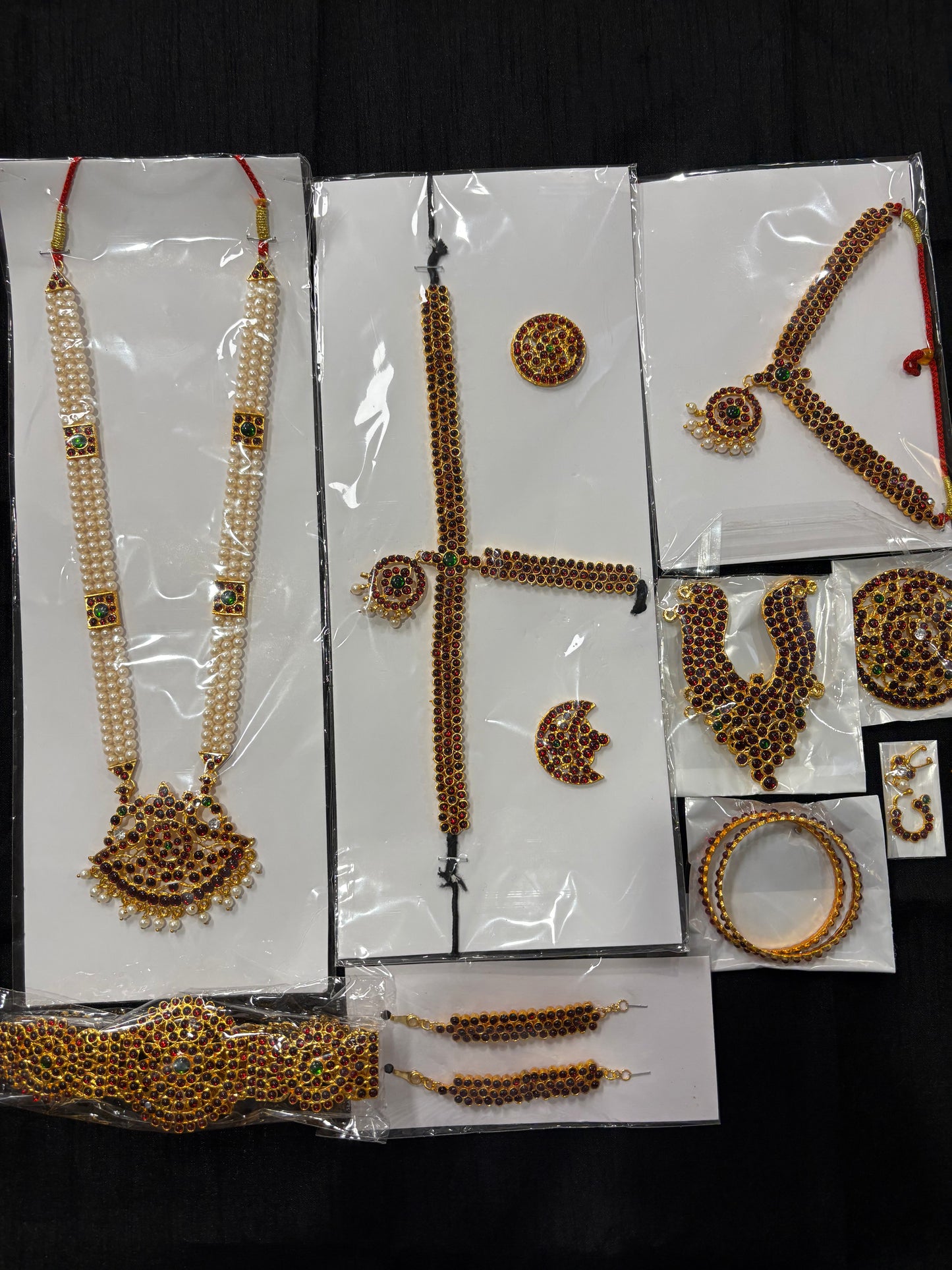 Premium Bharatanatyam Jewellery Set with Kemp Stones