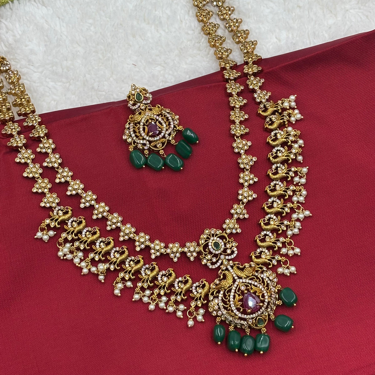Divine Temple Two‑Layer Long Haram with Antique Gold Craftsmanship