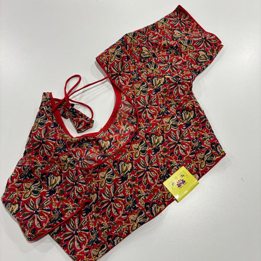 Red Kalamkari Print Cotton Blouse – Timeless Craft for Everyday Ethnic Elegance