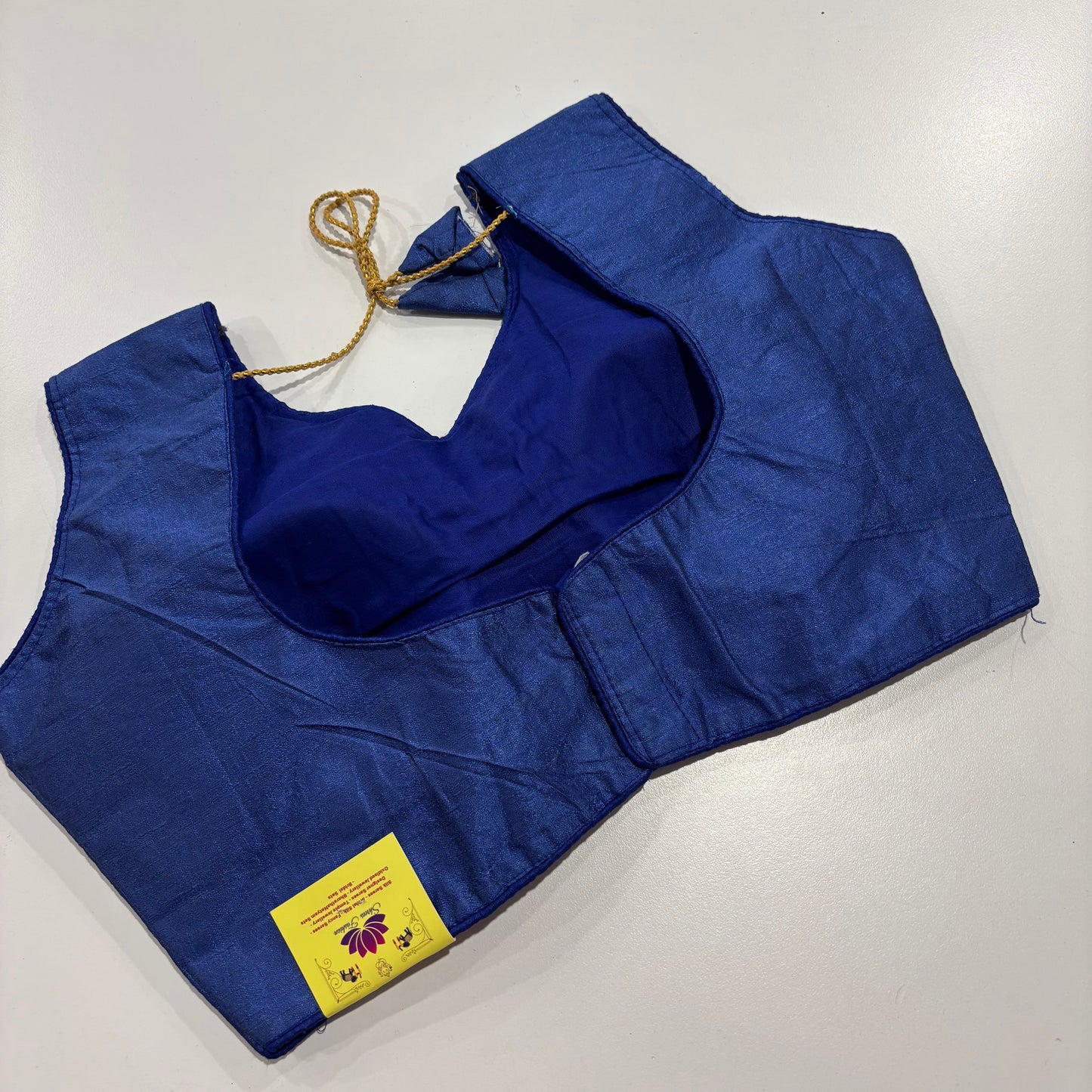 Royal Blue Readymade Blouse with Gold Embroidery & Attached Sleeve Fabric  Regal Elegance for Sarees