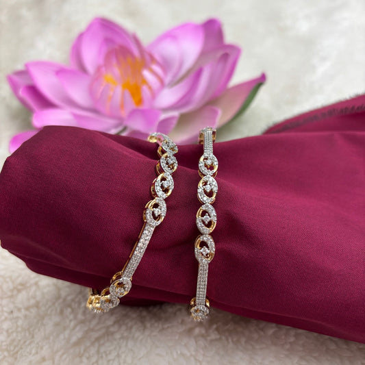 Radiant Gold-Finish Bangles with Premium AD Stones