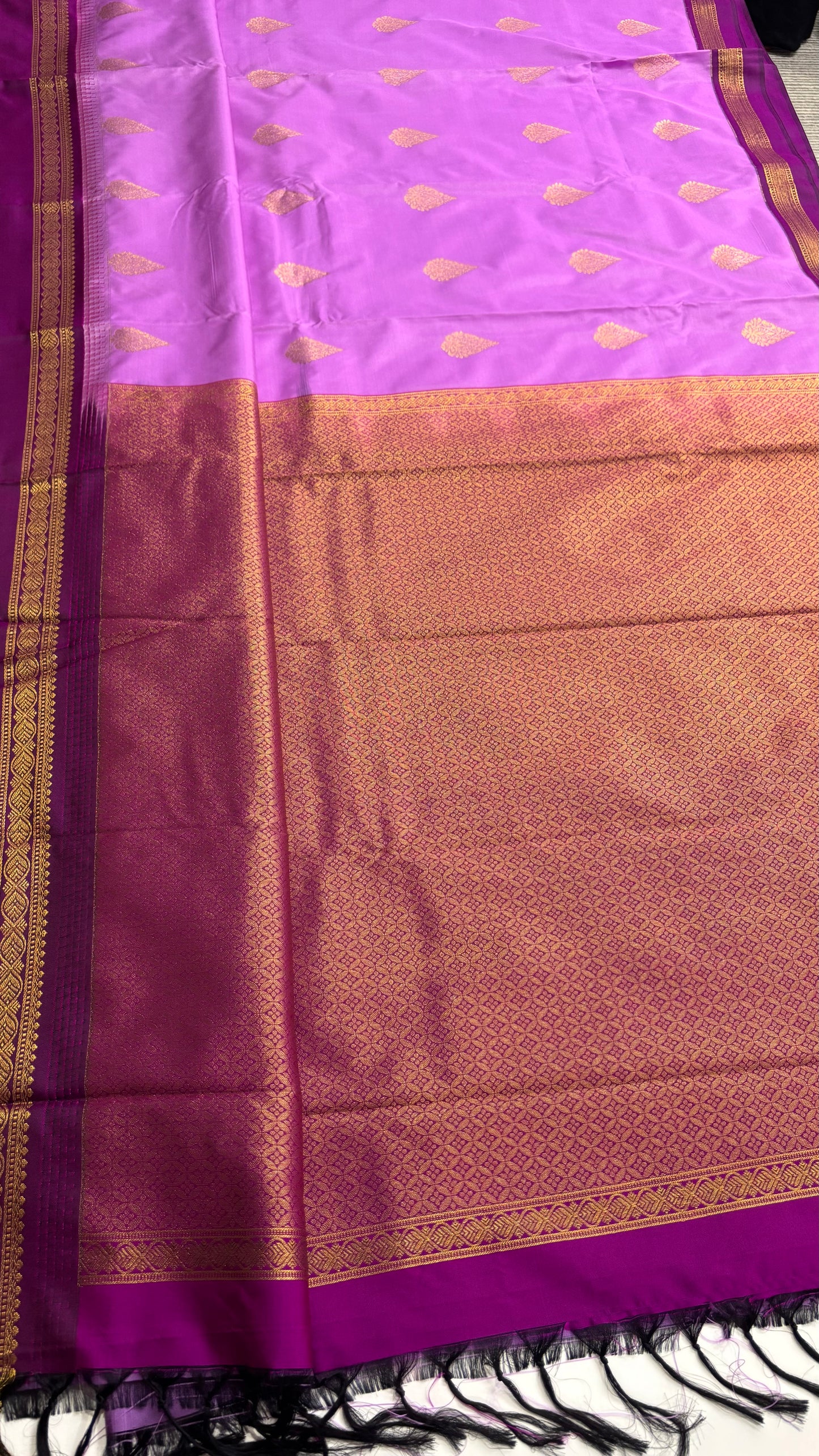 Elegant Light Purple Semi Silk Saree with Dark Purple Contrast Border