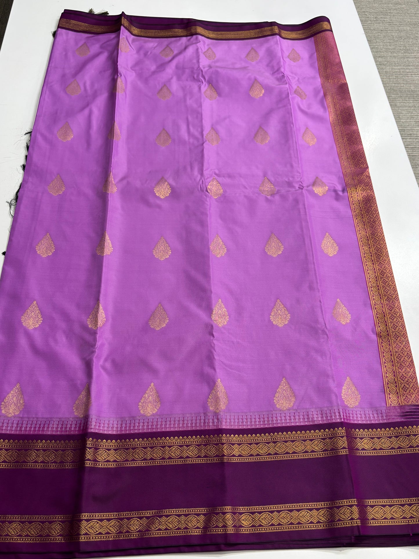 Elegant Light Purple Semi Silk Saree with Dark Purple Contrast Border
