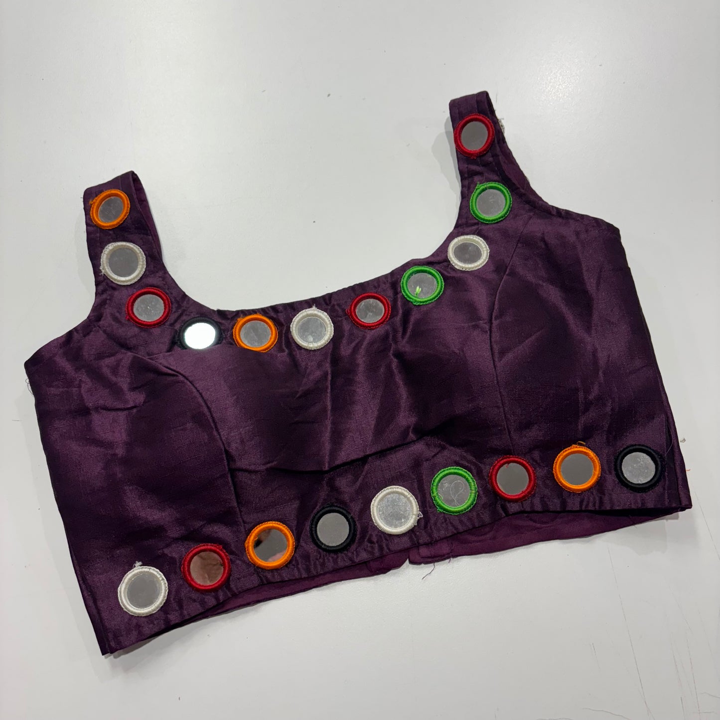 Plum Glam Blouse with Mirror Work & Sleeve Drape
