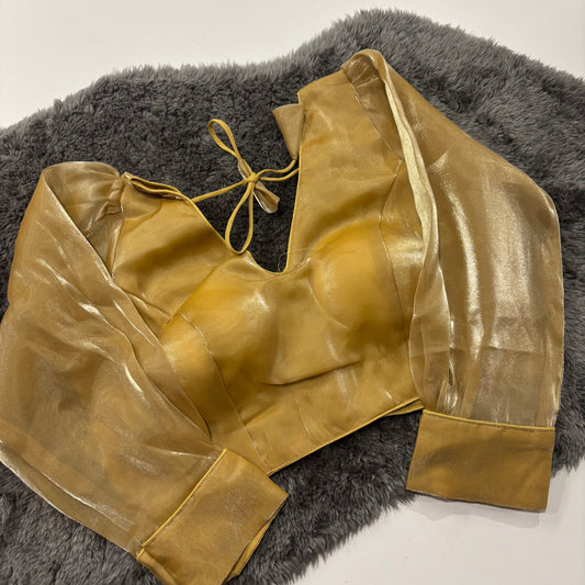 Zimmy Choo Golden Bollywood Blouse – Full Sleeve Glam for Weddings & Festive Nights