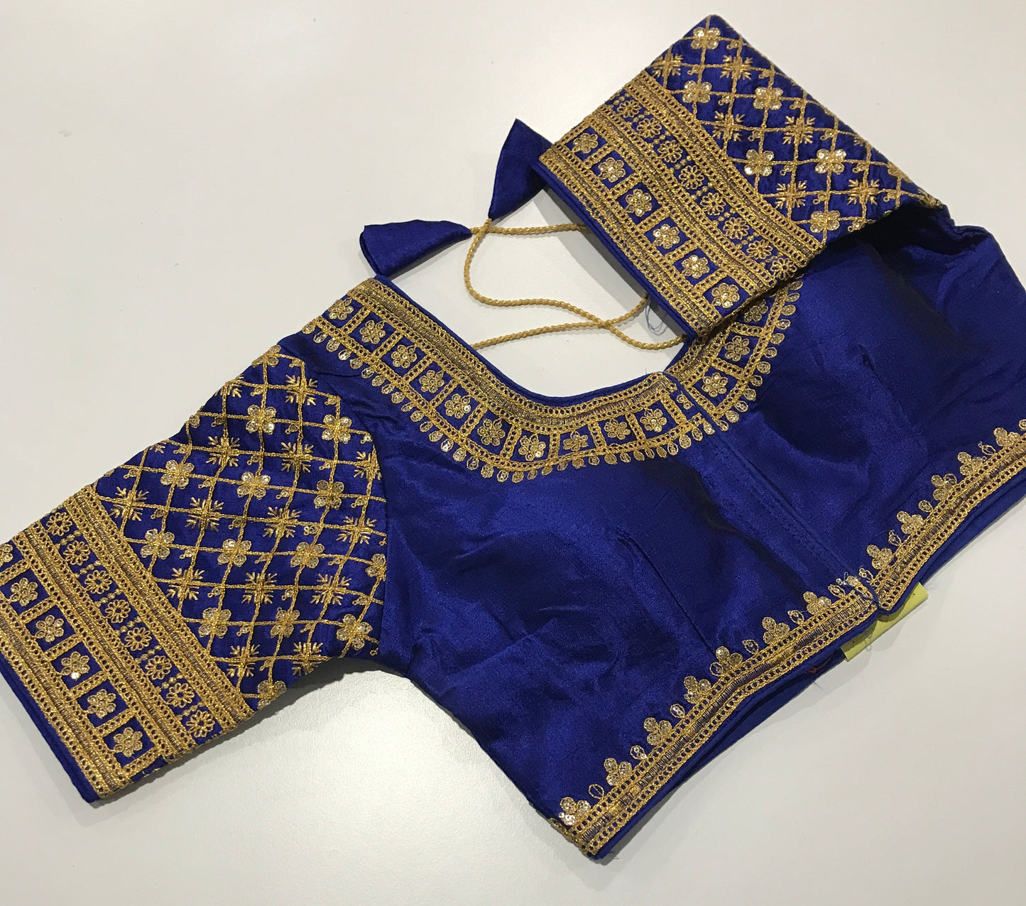 Royal Blue Designer Ready-Made Blouse with Gold Embroidery – Regal Elegance for Sarees & Festive Wear
