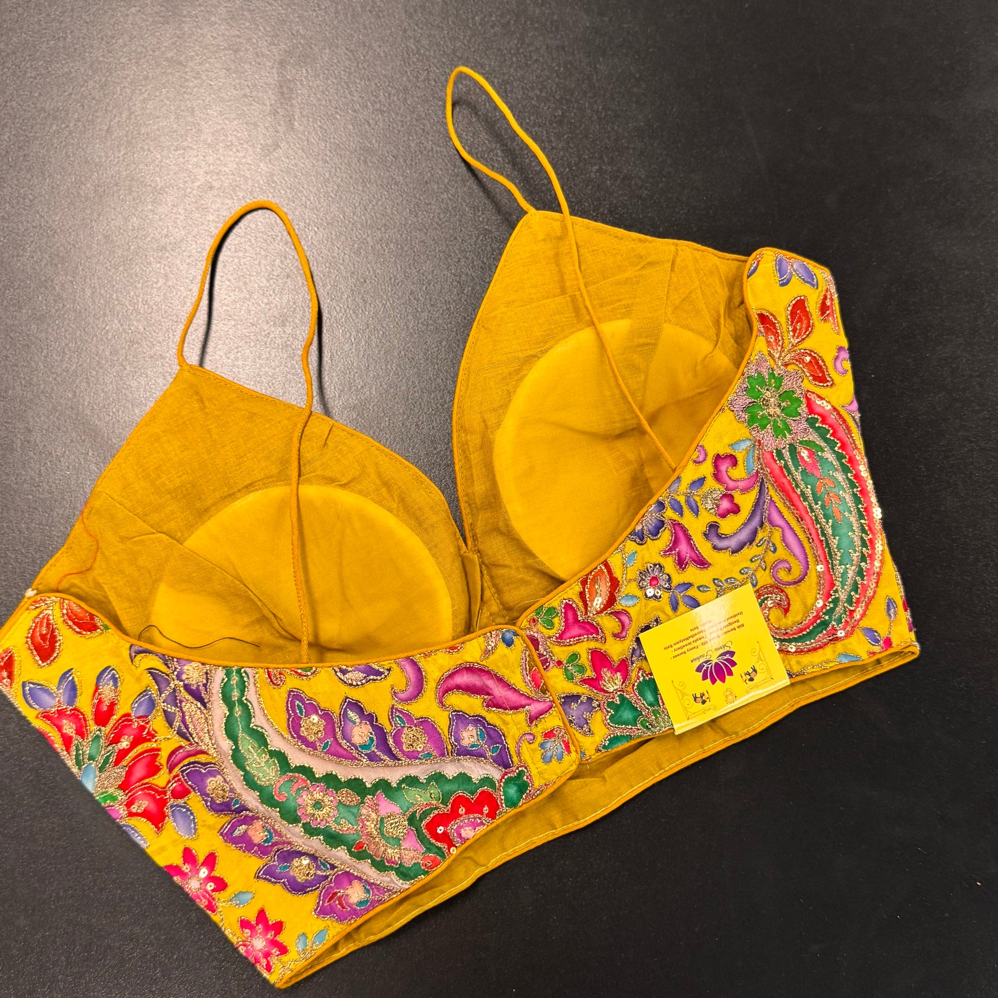 Designer Kalamkari-style multicolour embroidered readymade saree blouse - Shrees Fashion Australia (view 2)