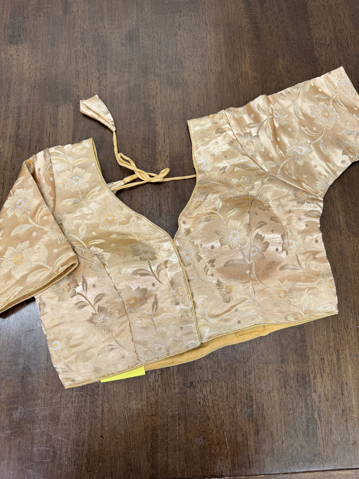 Premium Gold Brocade Saree Blouse with Heritage Florals