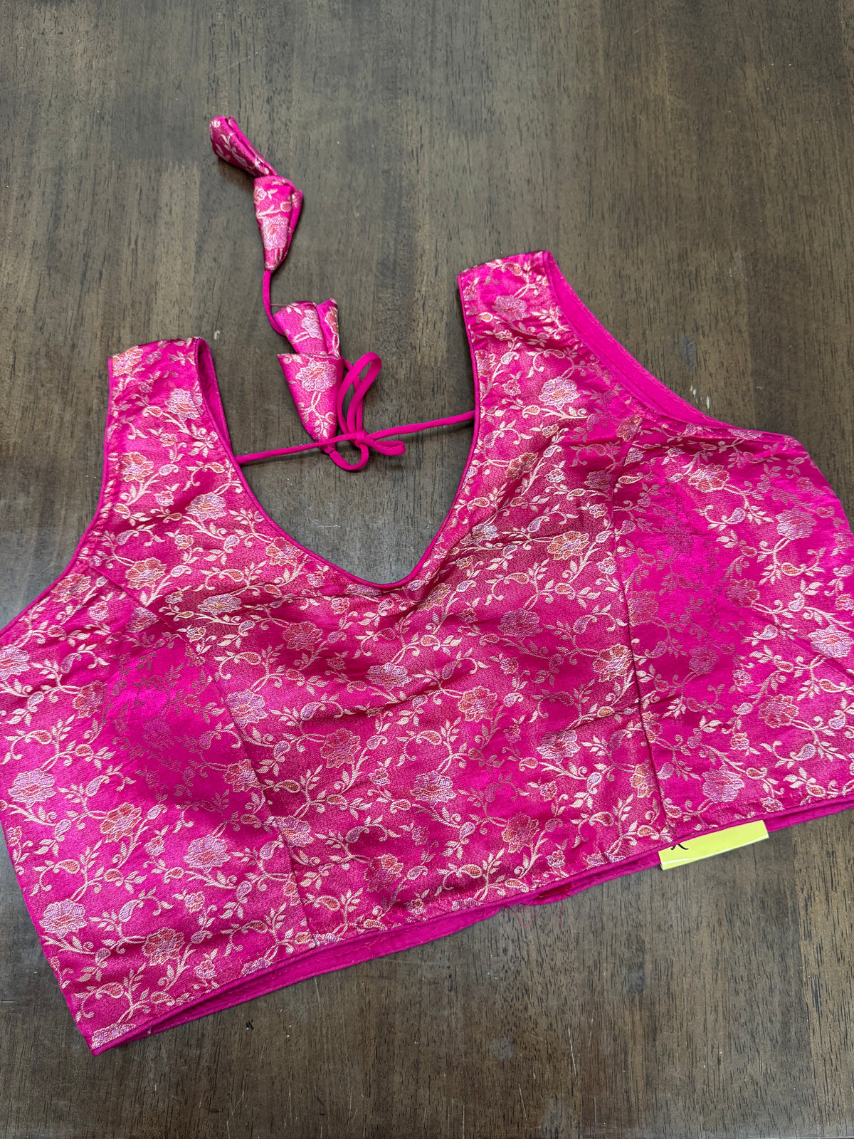 Festive Rani Pink Sleeveless Blouse with Gold Accents