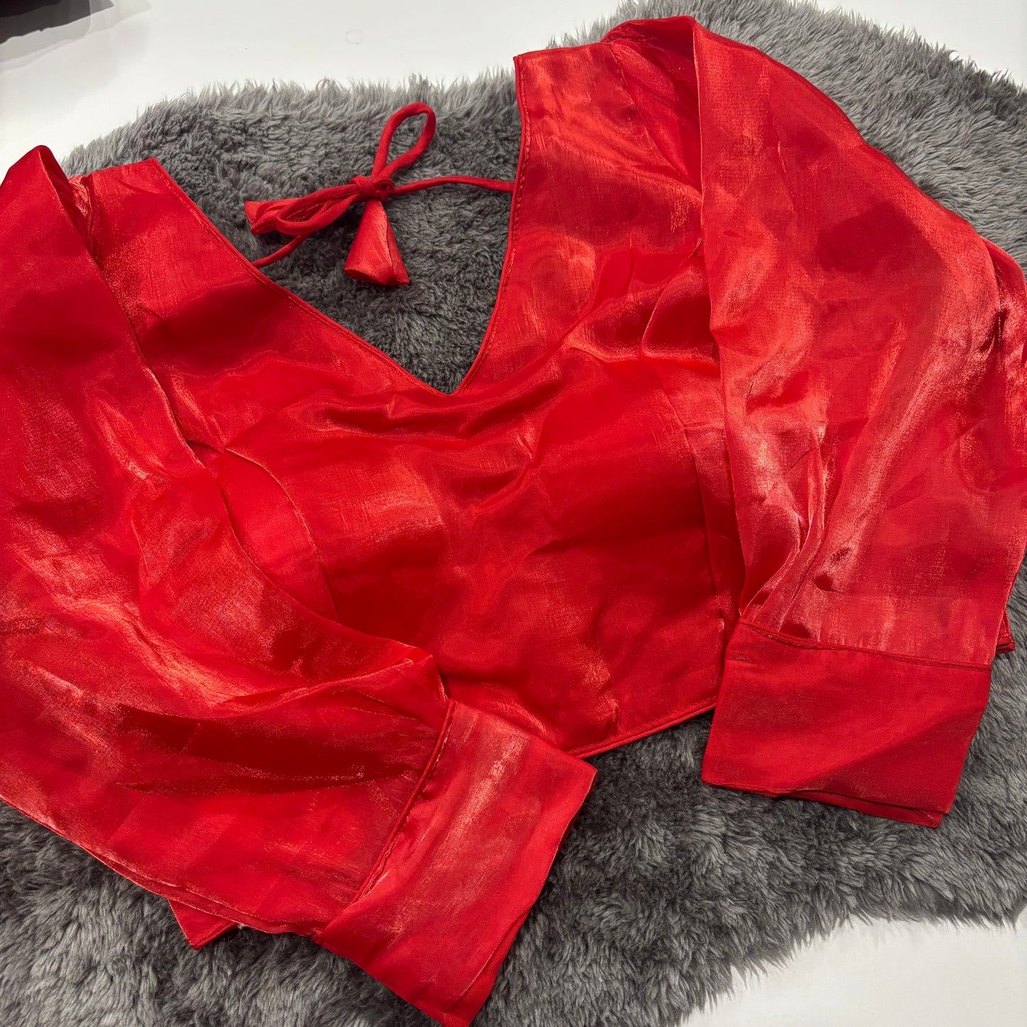 Zimmy Choo Red Bollywood Blouse – Full Sleeve Elegance for Festive & Bridal Glam