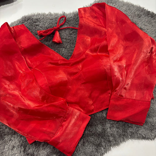 Zimmy Choo Red Bollywood Blouse – Full Sleeve Elegance for Festive & Bridal Glam